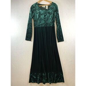 Vintage Womens Velvet Maxi Dress Sz 10 Green Holiday‎ Event Formal Whimsigoth
